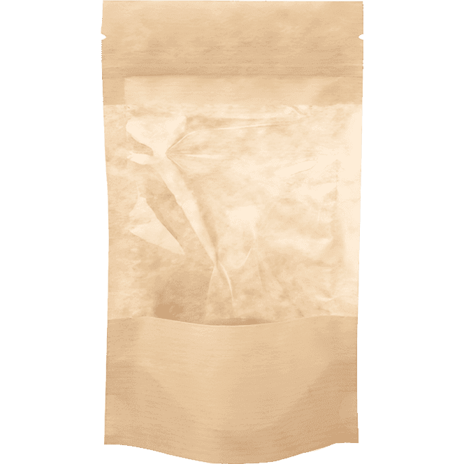 Пакет Дой-пак 100*185 "30+30" мм бумажный с окном 90 мм КРАФТ zip-lock AVIORA