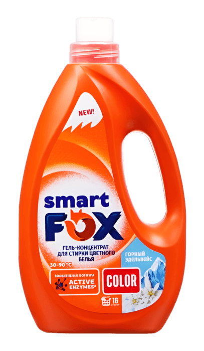 Гель-концентрат для стирки белья 2,04 л SMART FOX, COLOR Горный эдельвейс
