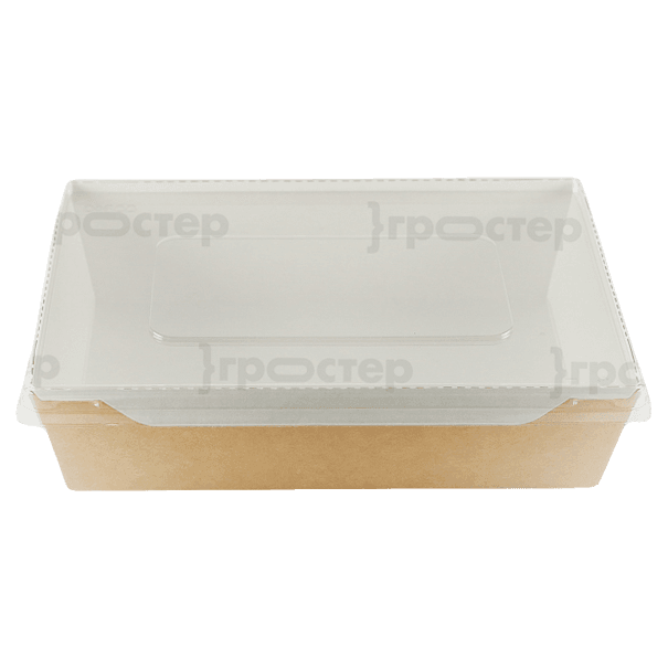 Салатник бумажный 450 мл с прозрачной крышкой 114*82*55 мм ECO OpSalad, Крафт