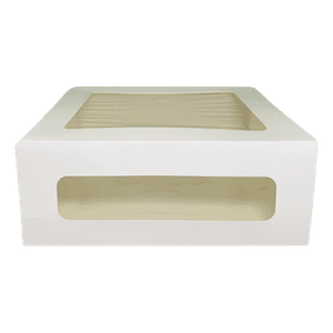 Короб картонный для десертов/тортница 240*240*200 мм БЕЛЫЙ с ОКНОМ CAKE II ForGenika