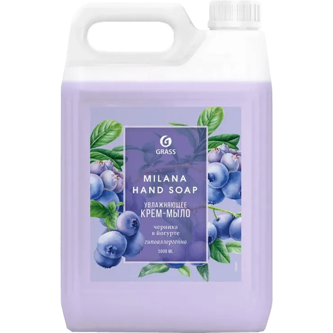 Крем-мыло жидкое 5 л "Milana", канистра GRASS, Черника в йогурте Крем-мыло жидкое 5 л "Milana", канистра GRASS, Черника в йогурте