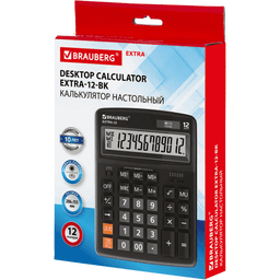 Калькулятор настольный большой BRAUBERG EXTRA-12-BK, 206*155 мм Черный, 12 разрядов Калькулятор настольный большой BRAUBERG EXTRA-12-BK, 206*155 мм Черный, 12 разрядов